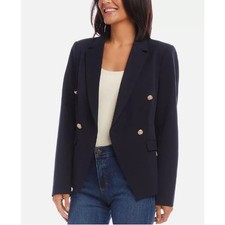 KAREN KANE BLAZER WOMENS SIZE MEDIUM LINED FITTED CLASSIC BUTTONS NAVY NEW