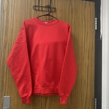 Men's Red Crew Neck Pullover Sweatshirt Long Sleeve Solid Regular