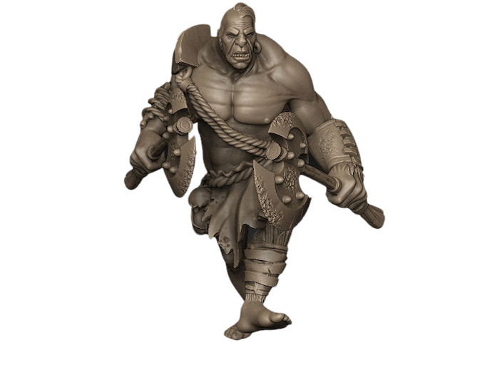 Impression 3D géant avec deux haches sculpture de collection grise 45cm