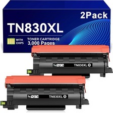 2 PK TN830 XL Toner Hi-Yield for Brother TN830XL HL-L2480DW DCP-L2640DW L2820DW