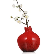  Ceramic Pomegranate Ornament - Red Decorative Fruit Vase for 8.3x6.8cm