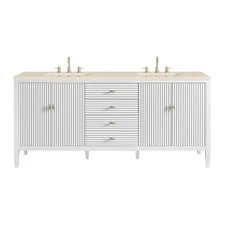 James Martin Vanities 485-V72-3EMR Myrrin 72" Double Basin Wood - White