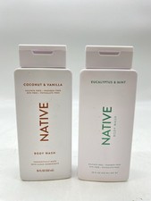 Lot Of 2 Native Body Wash Eucalyptus  Mint - Coconut  Vanilla 18oz