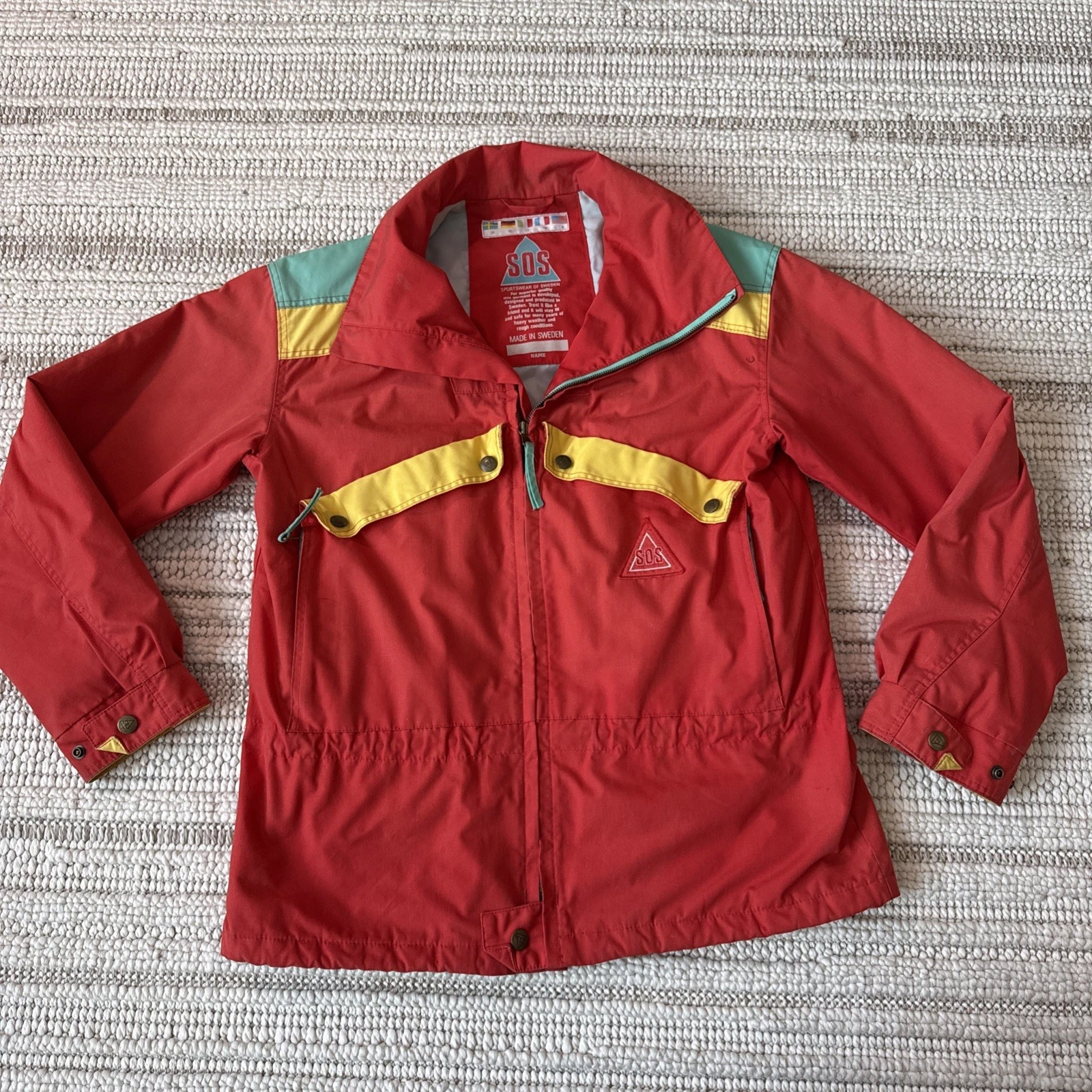 Vintage Sportswear of Sweden SOS Ski Snow Jacket Men's Red Pockets Size 36 Retro