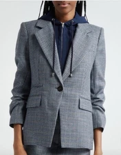 Veronica Beard Battista Houndstooth Dickey Jacket blue Wool Women's  size 4 NWOT