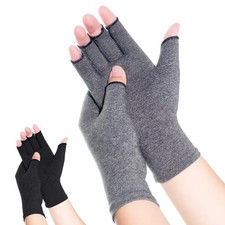 2 Pairs Compression Arthritis Gloves Fingerless Hand Support Pain Relief Small