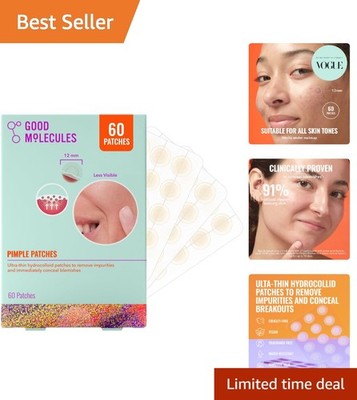 Non-Sticky Ultra-Thin Acne Patches   60 Units, Discreet Coverage for Blemishes