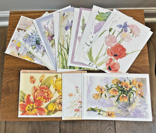 Floral Watercolor Note Card Lot 9 Assorted Blank Greeting Cards w Envelopes