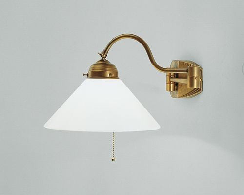 Wandleuchte Messing Wohnzimmer Glas Zugschalter E27 T:51 Cm Wandlampe Blendarm-image