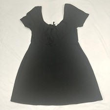 Divided Rib Knit Mini Dress Women XL Sweetheart Milkmaid Black Whismy Goth Emo