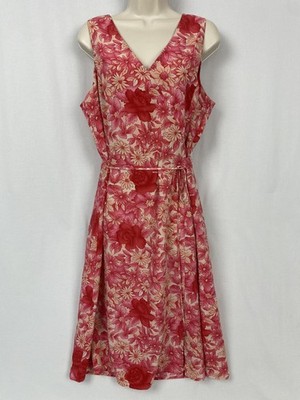 Vtg Y2K Studio I Dress Womens 14 Pink Retro Garden Floral Sundress Midi Romantic