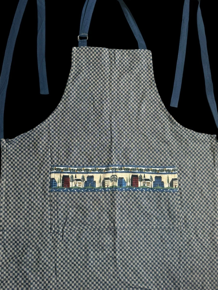 Vintage Kay Dee Designs Apron Deb Strain Fabric House Border Checkered Cottage - Image 4 of 4