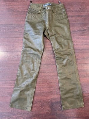 VTG Y2K GAP  NWT Bootcut GENUINE Leather Pants Olive 2 WOMEN LINED