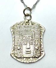 Sterling Silver Inca Pendant Necklace 7.2 grams