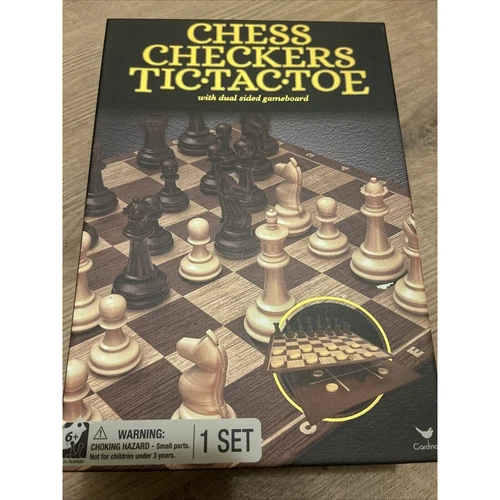 Juego Cardinal Chess Checkers Tic-Tac-Toe con tablero de juego completo de doble cara - Imagen 1 de 7