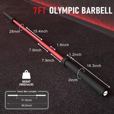7FT Olympic Barbell Weightlifting Bar 1500LBS Capacity Fit 2'' Standard Weights