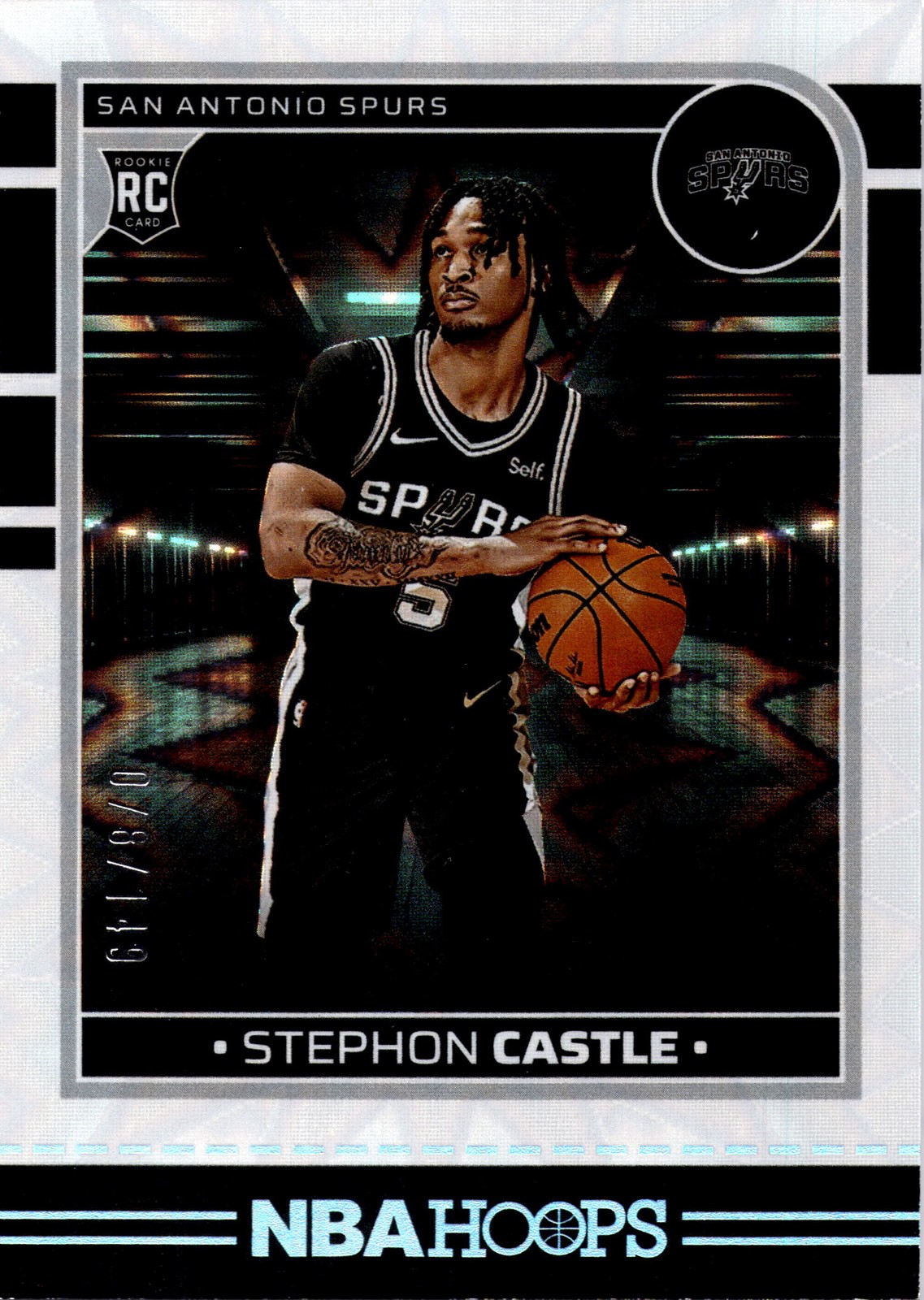 2024-25 Hoops Stephon Castle 234 White Explosion /149 San Antonio Spurs