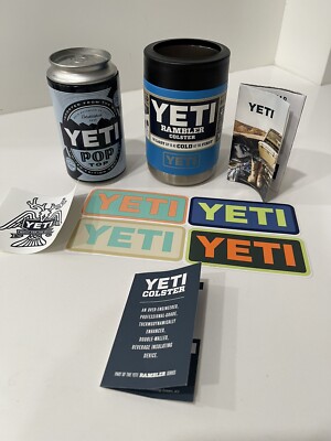 Yeti Colster TAHOE BLUE Limited edition Sticker Pop Stash Can LOT RARE NEW! HTF