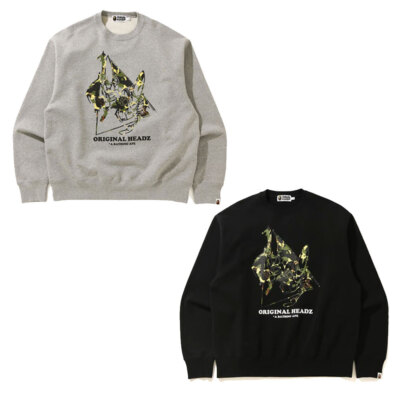 A BATHNIG APE Men's BAPE x UNKLE POINTMAN LOGO RELAXED CREWNECK 1H23113902 b