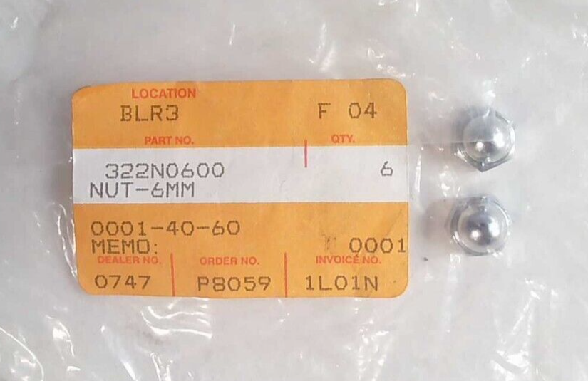 NOS KAWASAKI F3 F4 KZ KLT ZG ZN KZ1000 KZ650 KZ400 NUTS 6MM QTY2