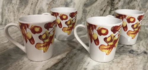 Set Of 4 ROYAL NORFOLK FALL LEAVES STONEWARE 12 OZ COFFEE MUGS CUPS-NEW-SHIPN24H