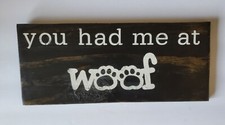 DISTRESSED HAND PAINTED WOOD DOG SIGN