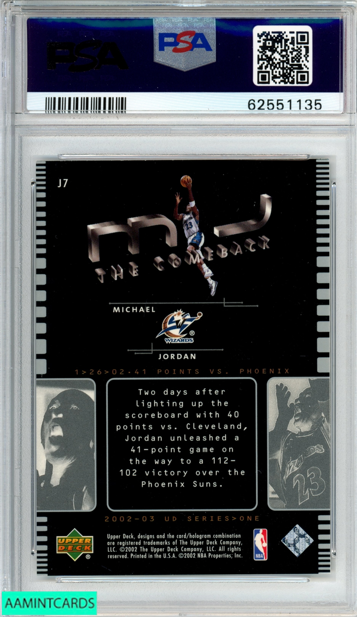 マイケルジョーダン 2001 UD PSA 10 /2002 2001-02 Upper Deck MJ Tributes Milestones Michael Jordan