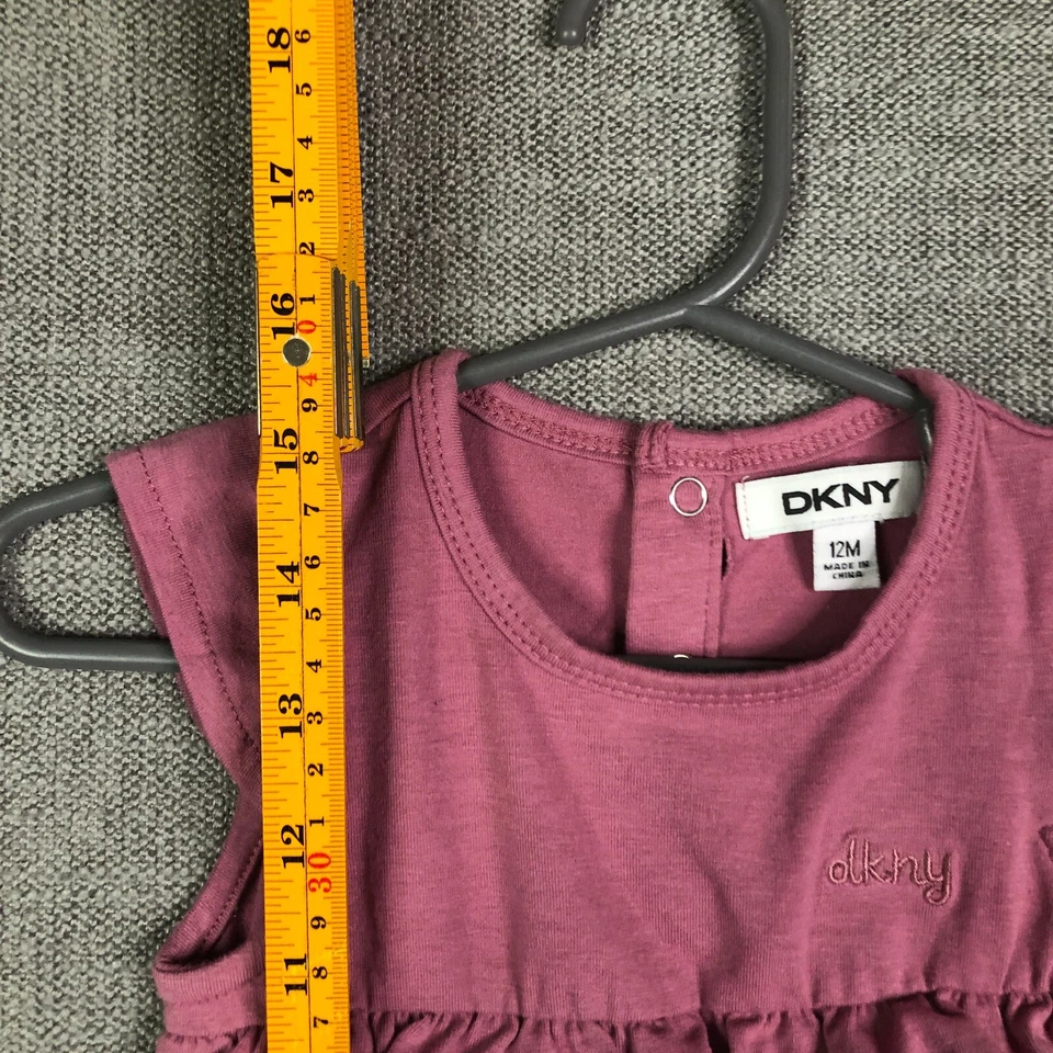 DKNY Dress Baby Girls 12M Months Pink Layered Tiered Ruffle Spring Casual Preppy - Image 4 of 4