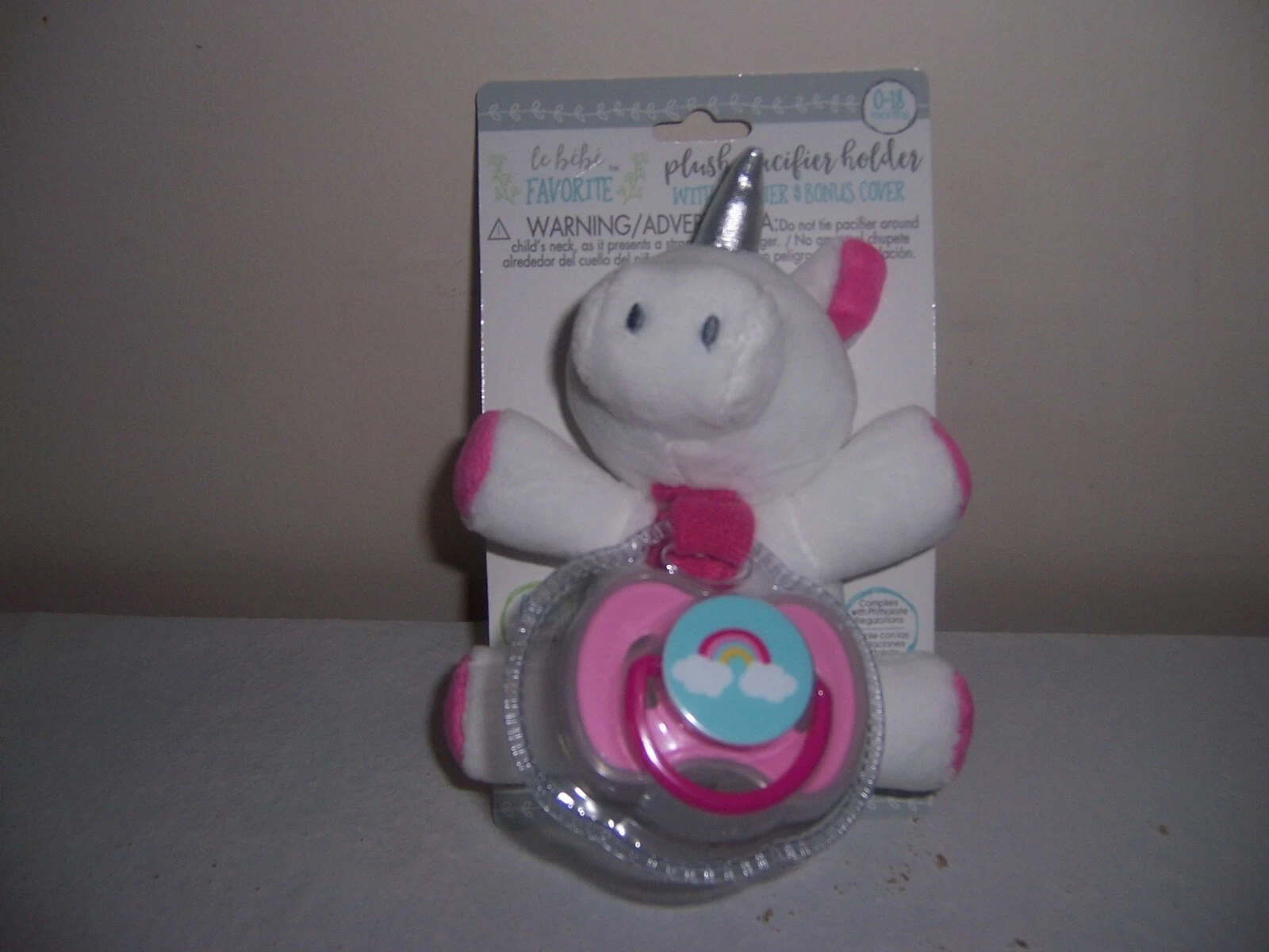 Le bebe plush pacifier holder Unicorn and pacifier New