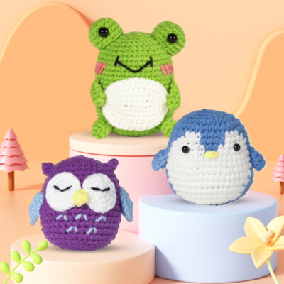 3Pcs Beginner Crochet Kit Cute with Detailed Tutorials for Beginners Adults Kids