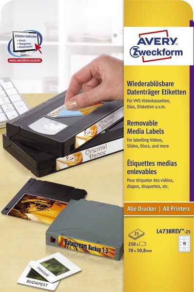 Avery Zweckform® L4738REV-25 L4738REV-25 Etiketten FüR Disketten, WiederablöSbar-image