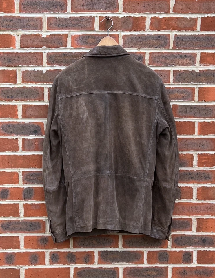 AllSaints Mens CIVIL Suede Military Jacket MEDIUM Brown Biker All Saints Leather - Image 3 of 4