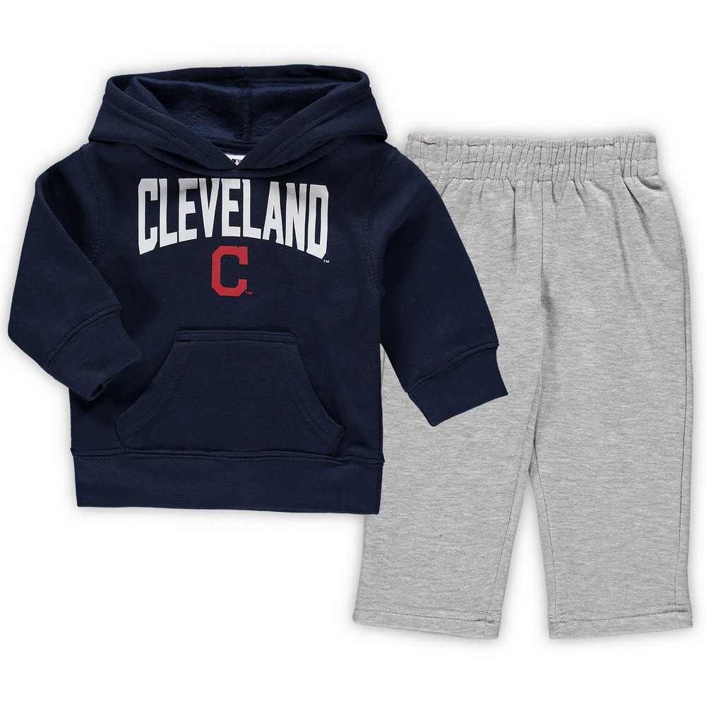 Infant Navy/Heathered Gray Cleveland Indians Fan Flare Fleece Hoodie and Pants