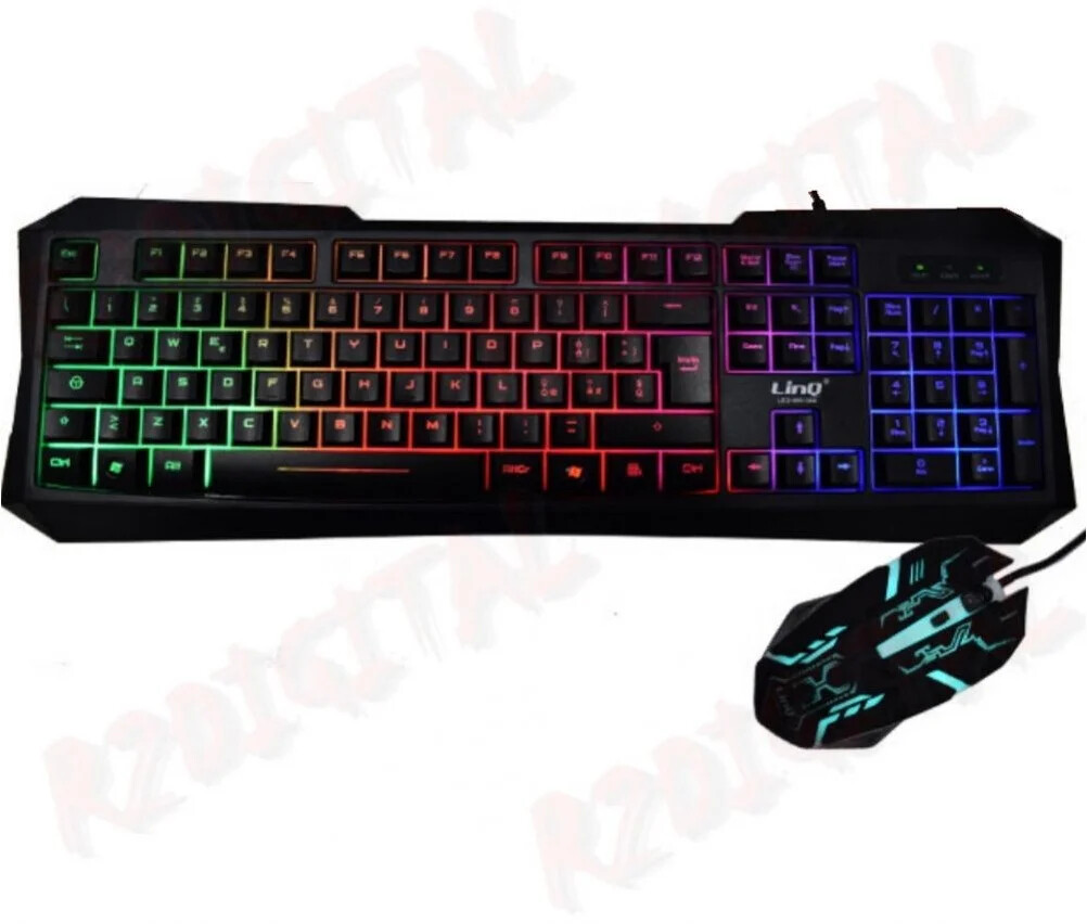 Tastiera + Mouse Gaming Led RGB MK1568, CABLATA USB BACKLIGHT RETROILLUMINATA da
