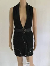 NWT MOSCHINO COUTURE RUNWAY DECOLLETE HALTER DENIM DRESS SZ Us 4