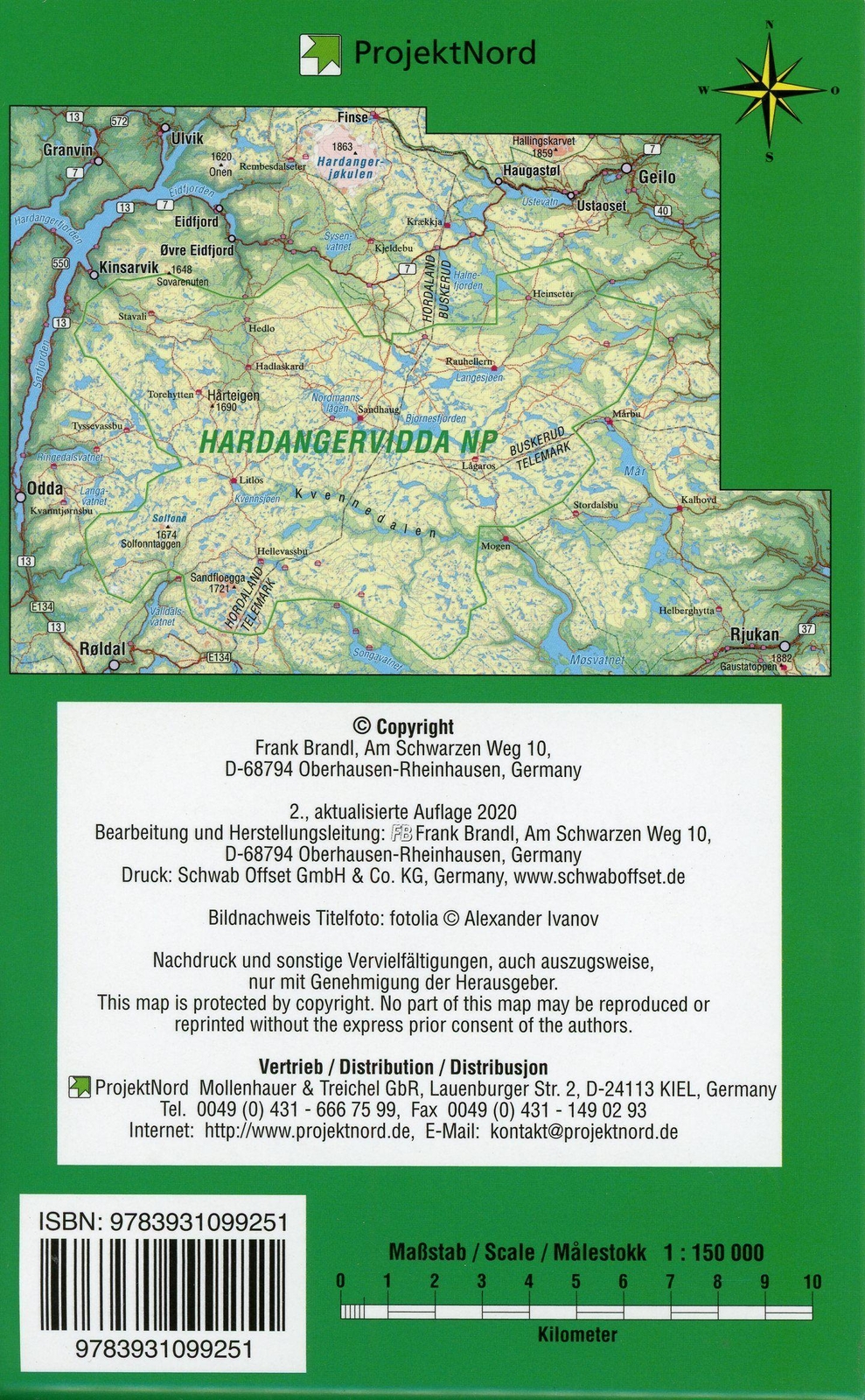Thumbnail - Hardangervidda 1 : 150 000 Frank Brandl (land-)karte Deutsch 2013