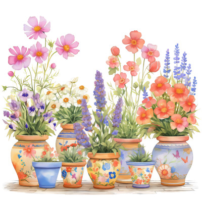 Transparent 18X18cm Watercolour Cute Whimsical Flower Car Sticker Decal