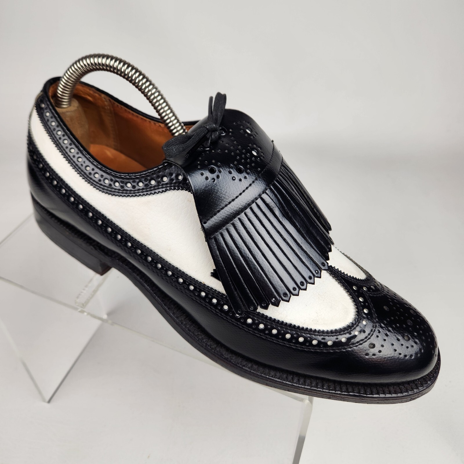 Vintage Dexter Golf Shoes Mens Spectators Kiltie Black White Leather Sz