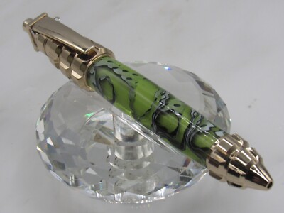 GRENADE MESH GREEN W/BLACK ACRYLIC PUSH DOWN BALL POINT PEN