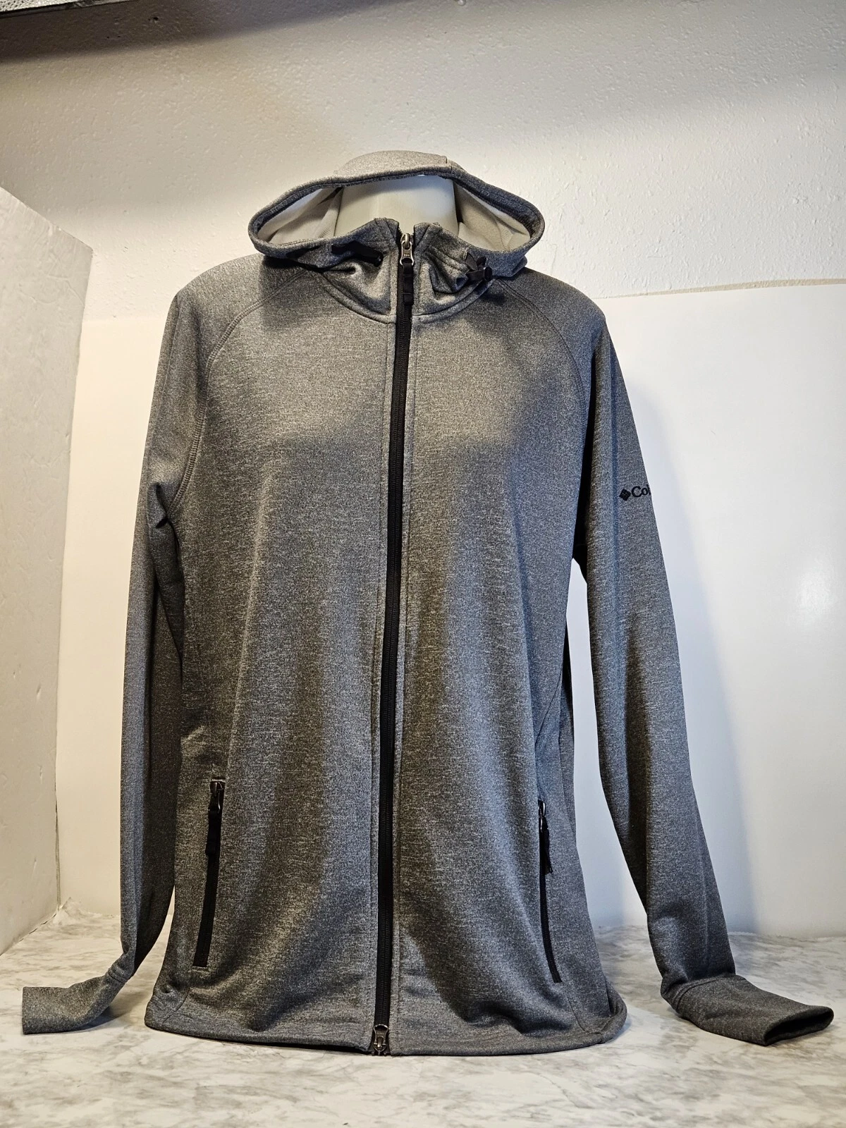 Columbia GOLF Mens Size Medium Gray Full Zip Classic Jacket Sportswear Hooded