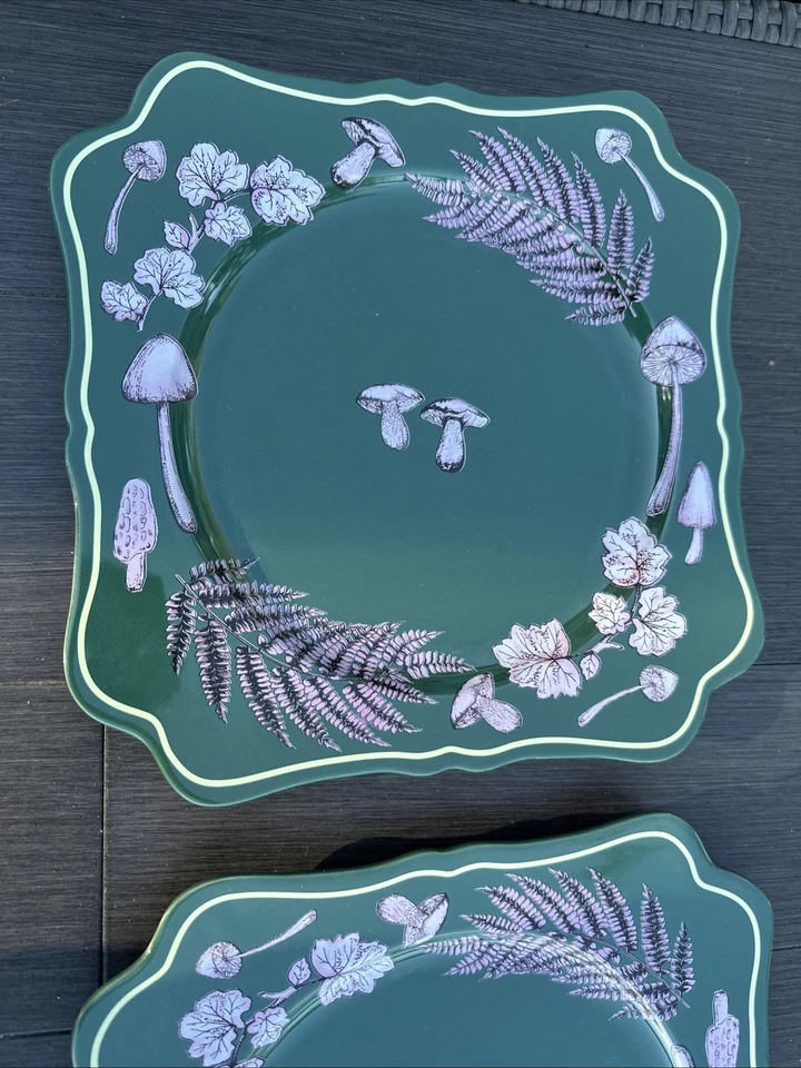 Anthropologie Elon Dinner Plates 2 Mushroom Woodland Stoneware Collectible Retir - Image 2 of 4