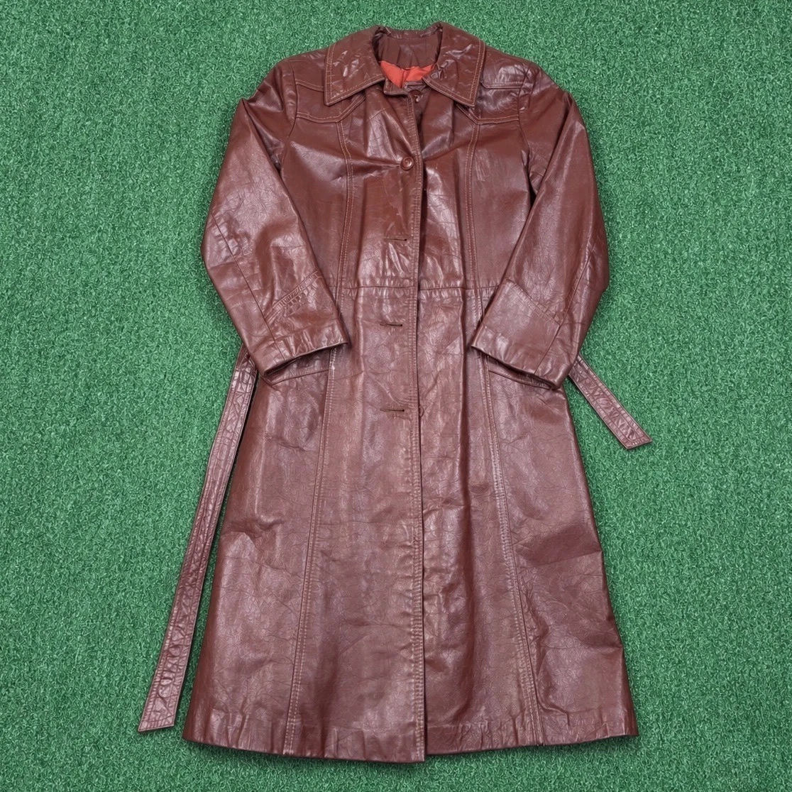Vintage Leather Trench Coat In Vintage Outerwear Coats & Jackets