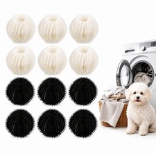 Pet Hair Remover for Laundry, Reusable 12 Count (Pack of 1), Black White