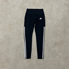 Women's Adidas Black White Leggings Aeroready Size Small 3 Stripe