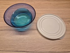 Tupperware C120 Eleganzia 600 ml 0,6 blau/türkis 5025A-1 mit Deckel weiß 5026A-3
