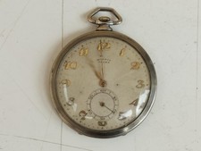 Antique Pendule De Poche Moeris Première 15 Jewels Fonctionnant Chiffres Arabes