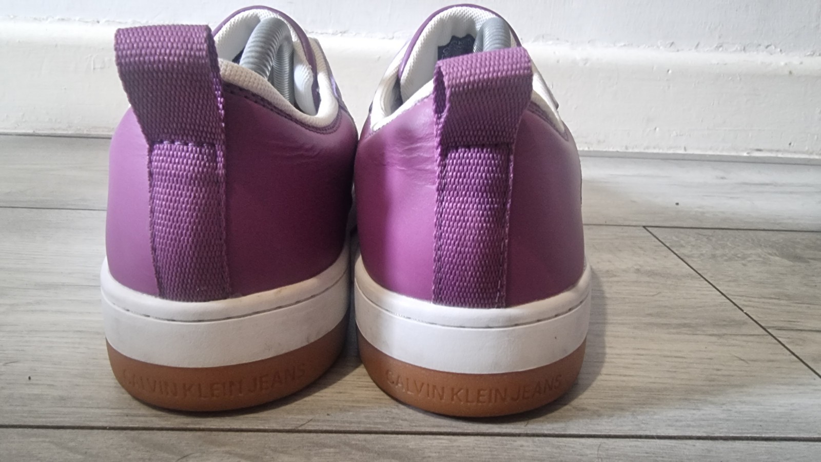 Calvin Klein Jeans Purple White Leather Suede Trainers Women’s UK 6.5 Low Top image 7