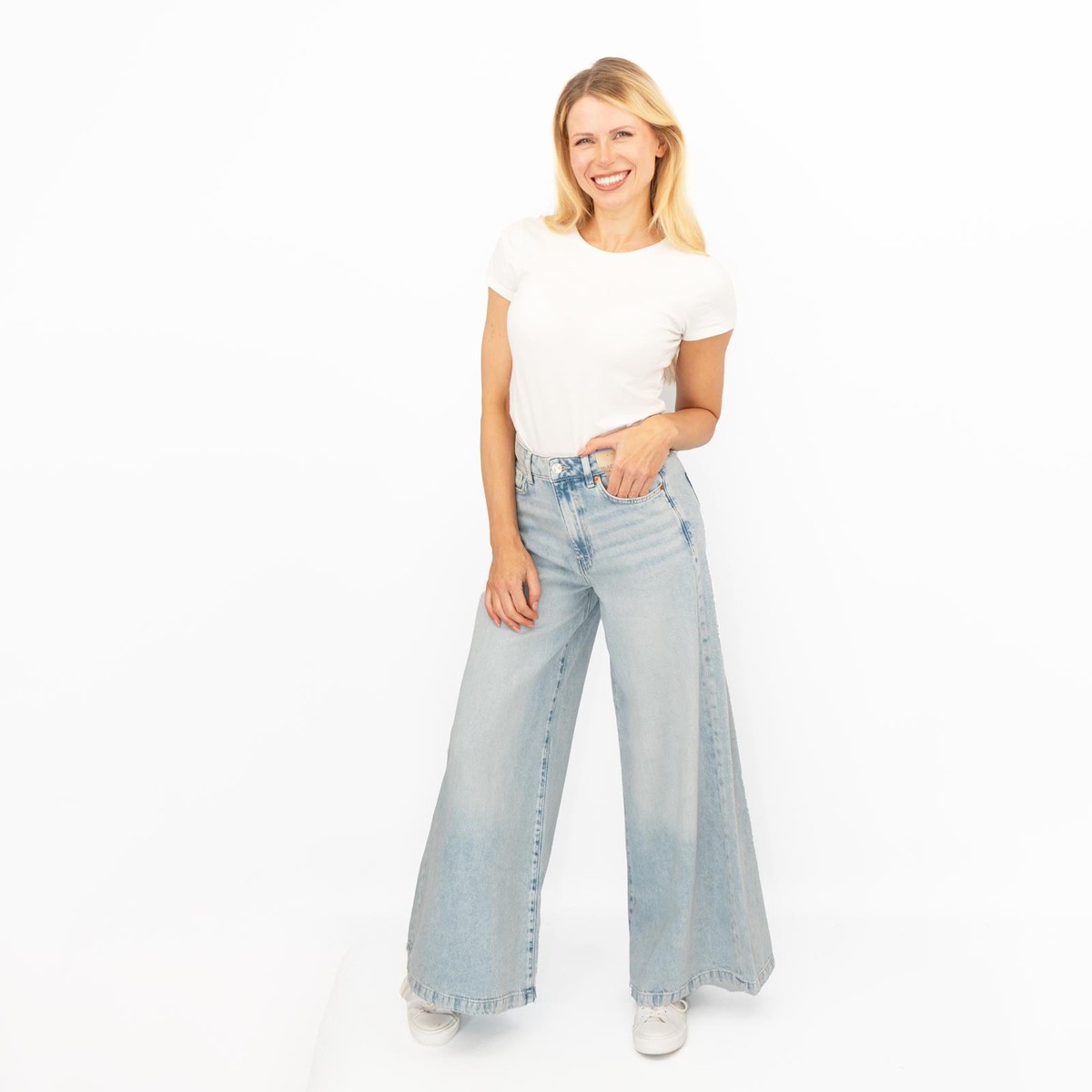 Jeans Donna M&S Gamba Larga – Vita Media, Morbidi, In Cotone E Lyocell, Taglie 6-24 - Foto 1