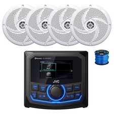 JVC Marine 2.7" BT AM/FM/WB Radio Receiver, 4X 5.25" 180W White Speakers,Wire