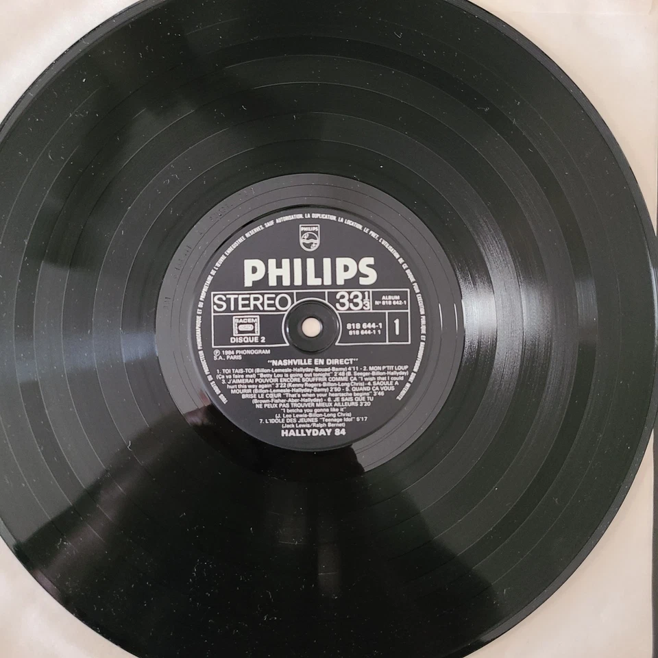 Johnny Hallyday: 1984 Nashville Duos, With Insert, Philips Records EX/VG+ - Image 3 of 4